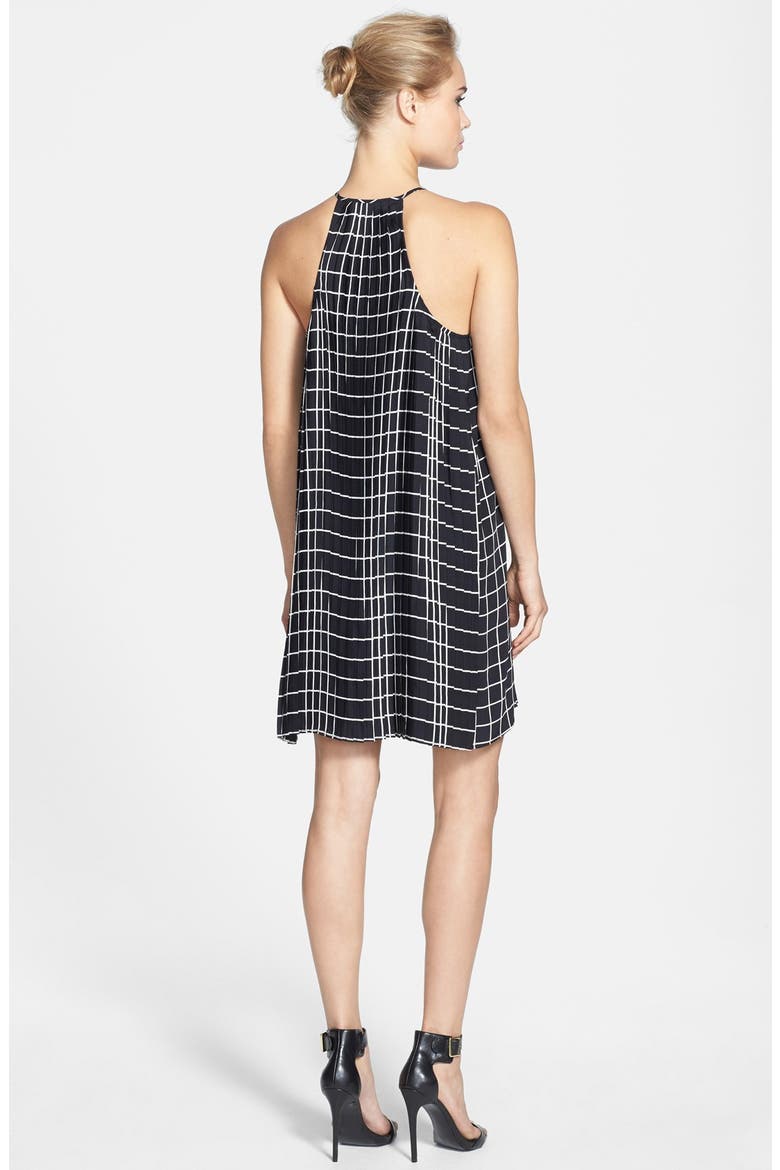 Grid Print Slipdress, Alternate, color, BLACK