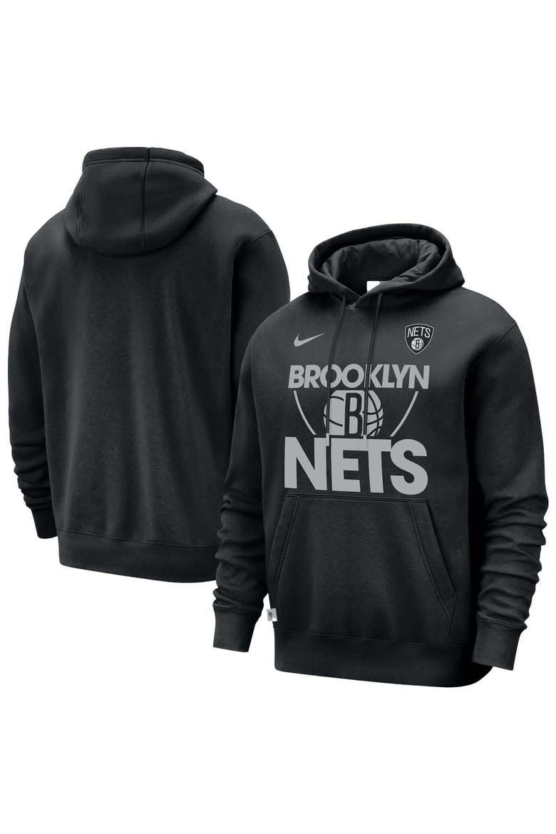 Men's Nike Black Brooklyn Nets Courtside Club Pullover Hoodie, Main, color, Black