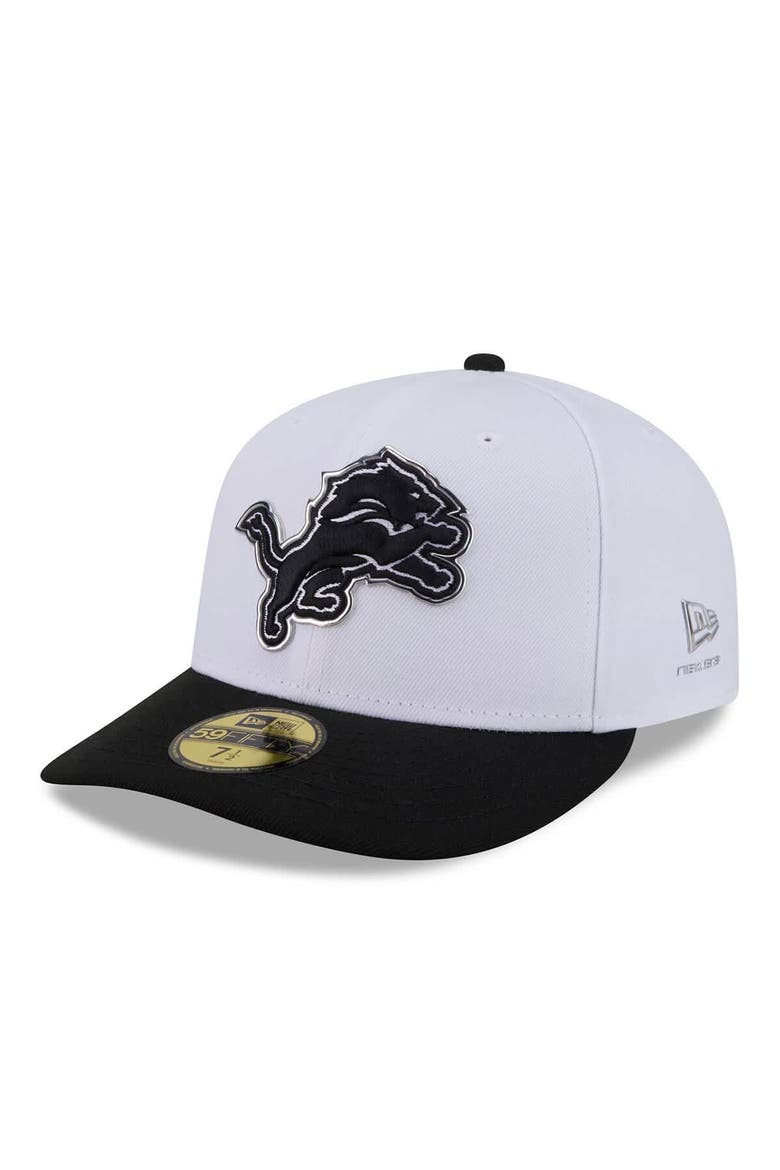 Men's New Era  White/Black Detroit Lions 2026 NFL Draft Pre-Curved 59FIFTY Fitted Hat, Main, color, White
