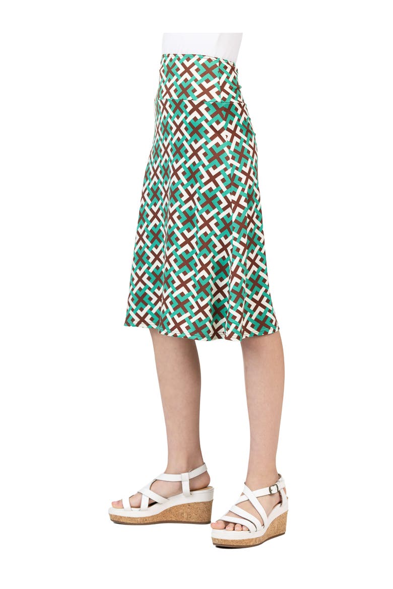 Green Geo Print Knee Length Skirt, Alternate, color, Green Multi