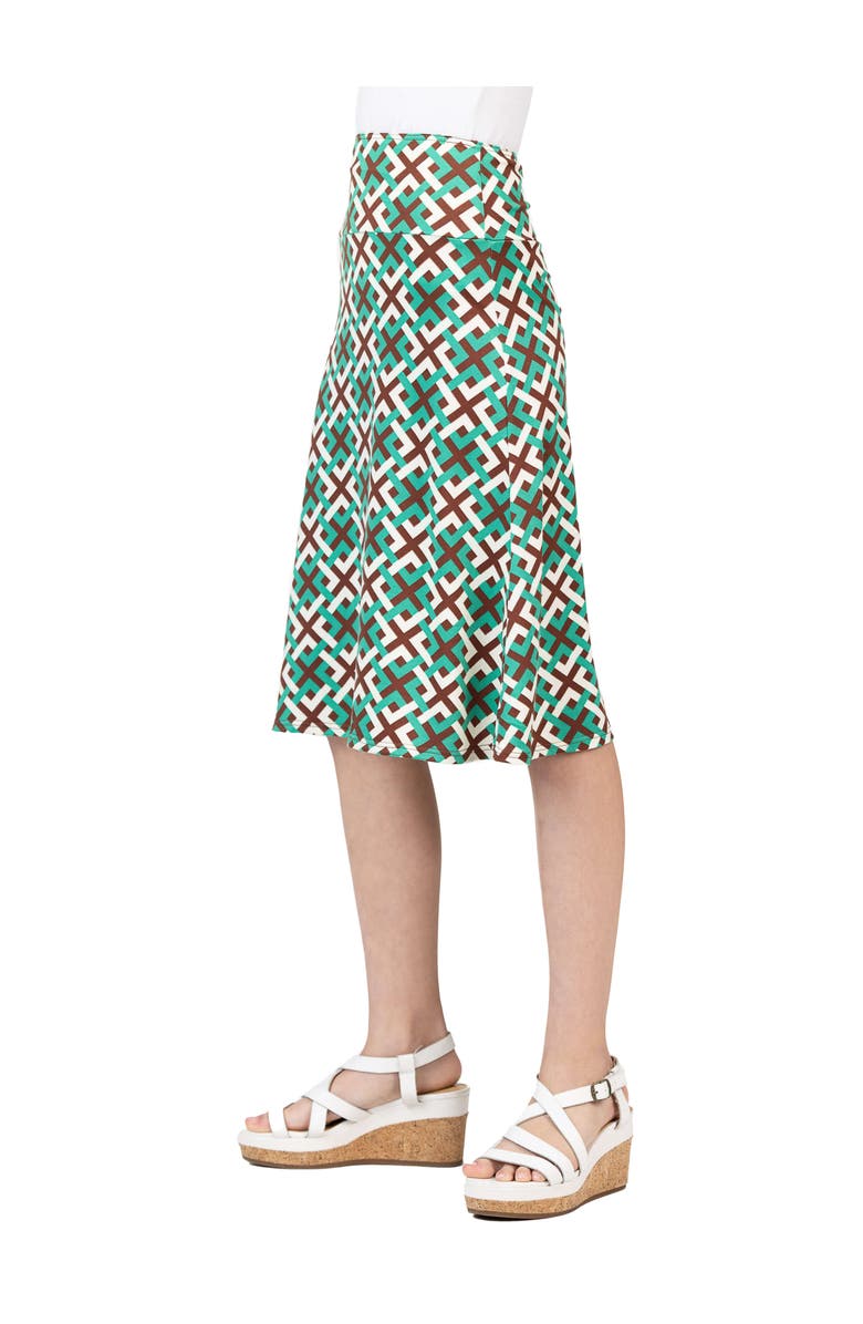 24sevenKid Green Geo Print Knee Length Skirt, Alternate, color, Green Multi