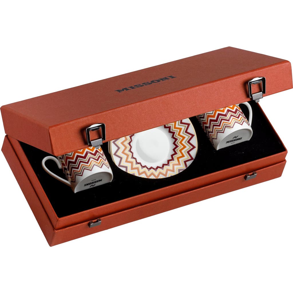 Missoni Coffee Cup & Saucer Set Of 2 In Luxury Box In Brown