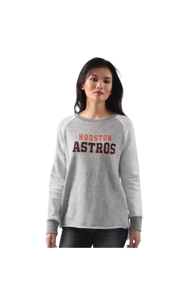 G-III 4HER BY CARL BANKS Women's G-III 4Her by Carl Banks  Heather Gray Houston Astros Gridiron Raglan Pullover Sweatshirt, Alternate, color, Heather Gray
