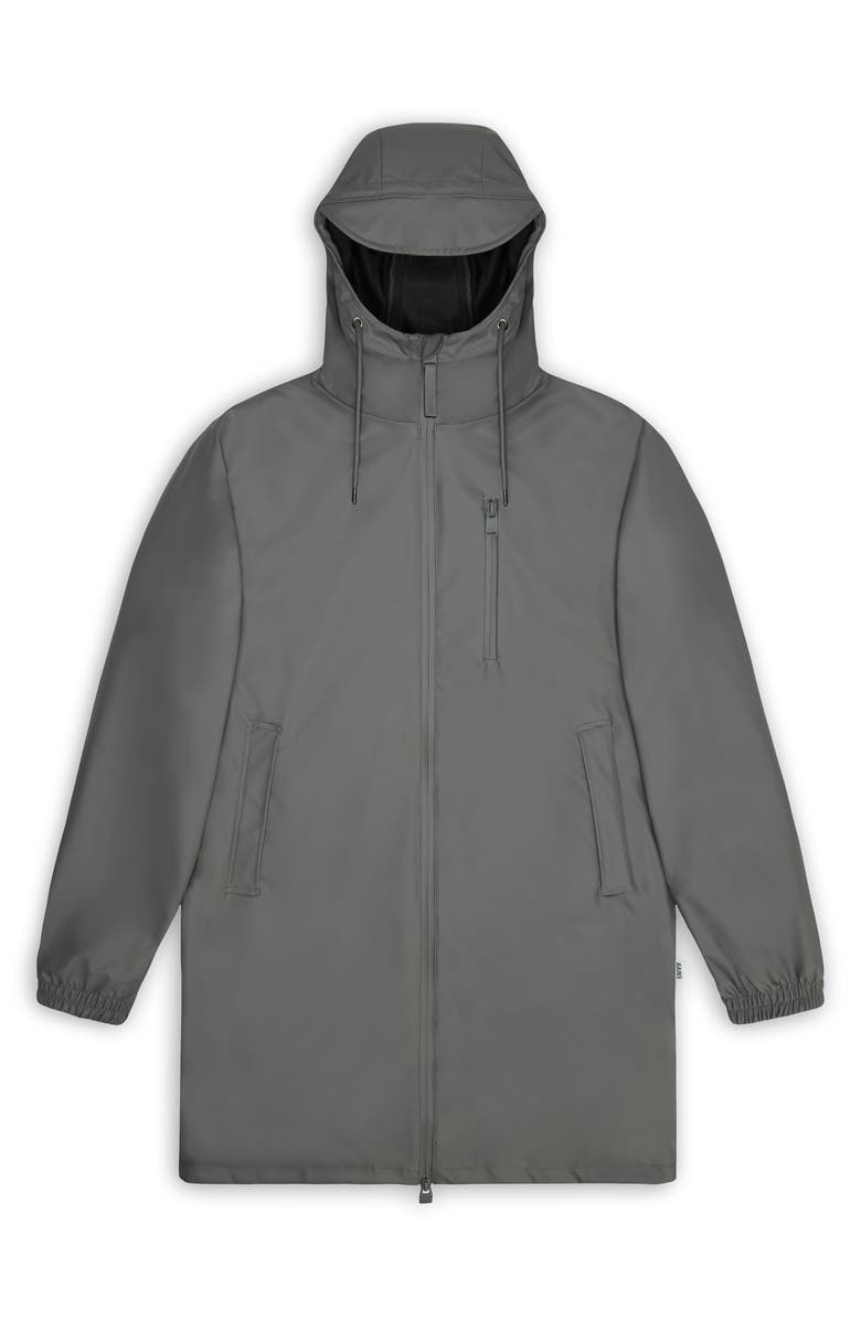 Rains Long Storm Breaker Waterproof Rain Jacket, Main, color, Grey