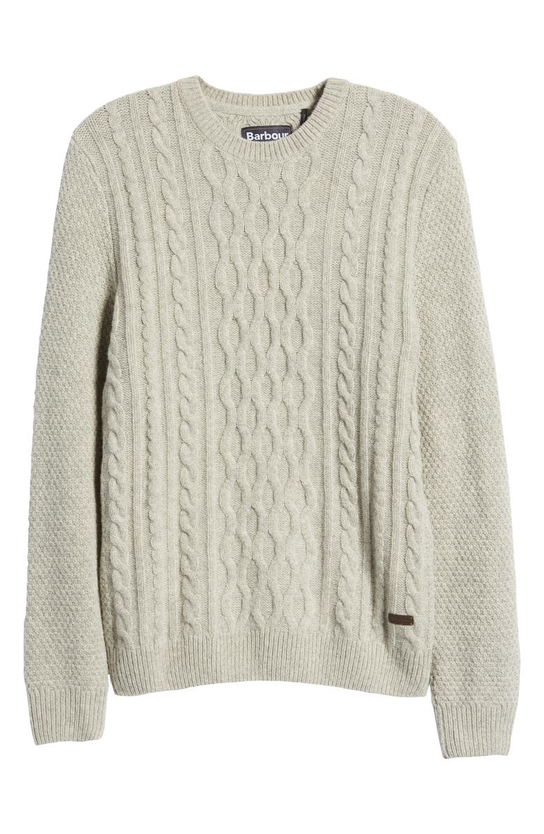 Barbour Essential Chunky Cable Crewneck Wool Blend Sweater, Alternate, color, 