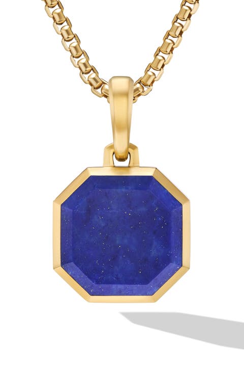 Faceted Stone Amulet Pendant in 18K Yellow Gold