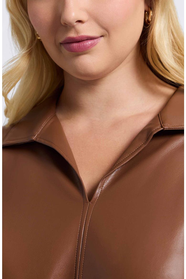 Agnes Faux Leather Long Sleeve Popover Top, Alternate, color, MACCHIATO