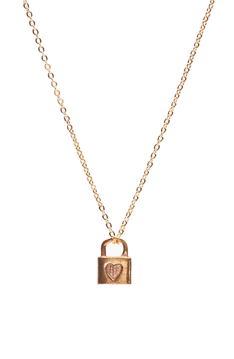 The Giving Keys Petite Heart 16-inch Lock Pendant Necklace, Main, color, 