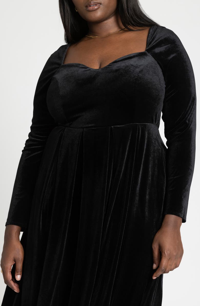 ELOQUII Long Sleeve Velvet Dress, Alternate, color, 