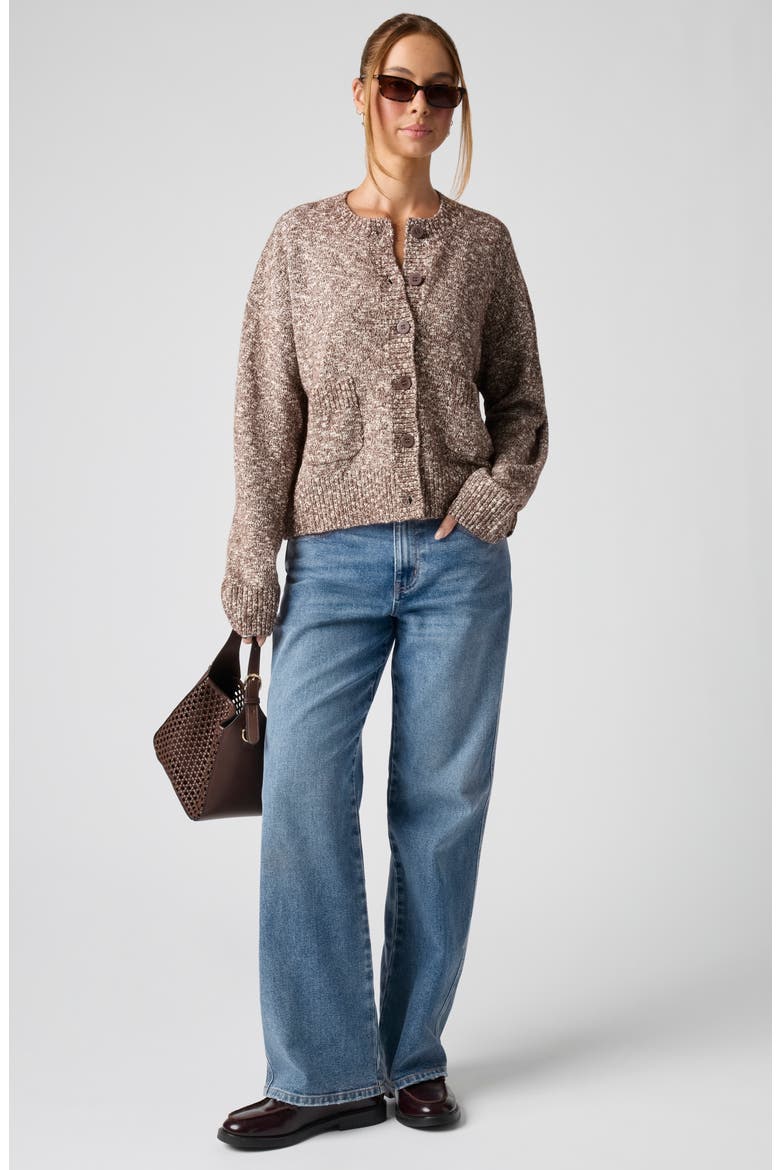 Feeling Toasty Cardigan, Alternate, color, BROWN HEATHER