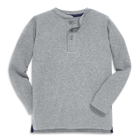 Kids Heathered Long Sleeve Henley Tee