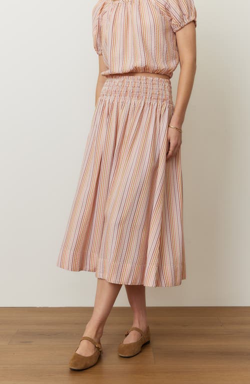 Shop Marine Layer Bea Seersucker Midi Skirt In Sunset Stripe