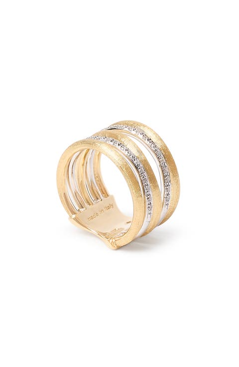 18k Gold Multi-Band Diamond Stack Ring