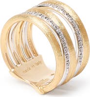 Marco Bicego 18k Gold Multi-Band Diamond Stack Ring