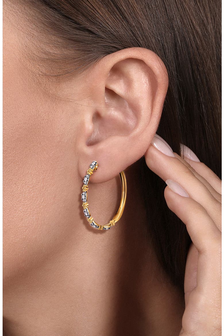14k Gold Diamond Hoop Earrings, Alternate, color, 14K YELLOW GOLD