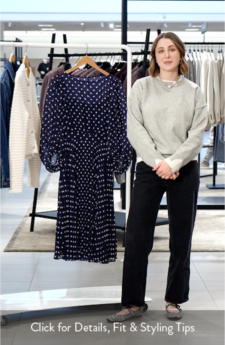 Polka Dot Illusion Neck Midi Dress, sales video thumbnail