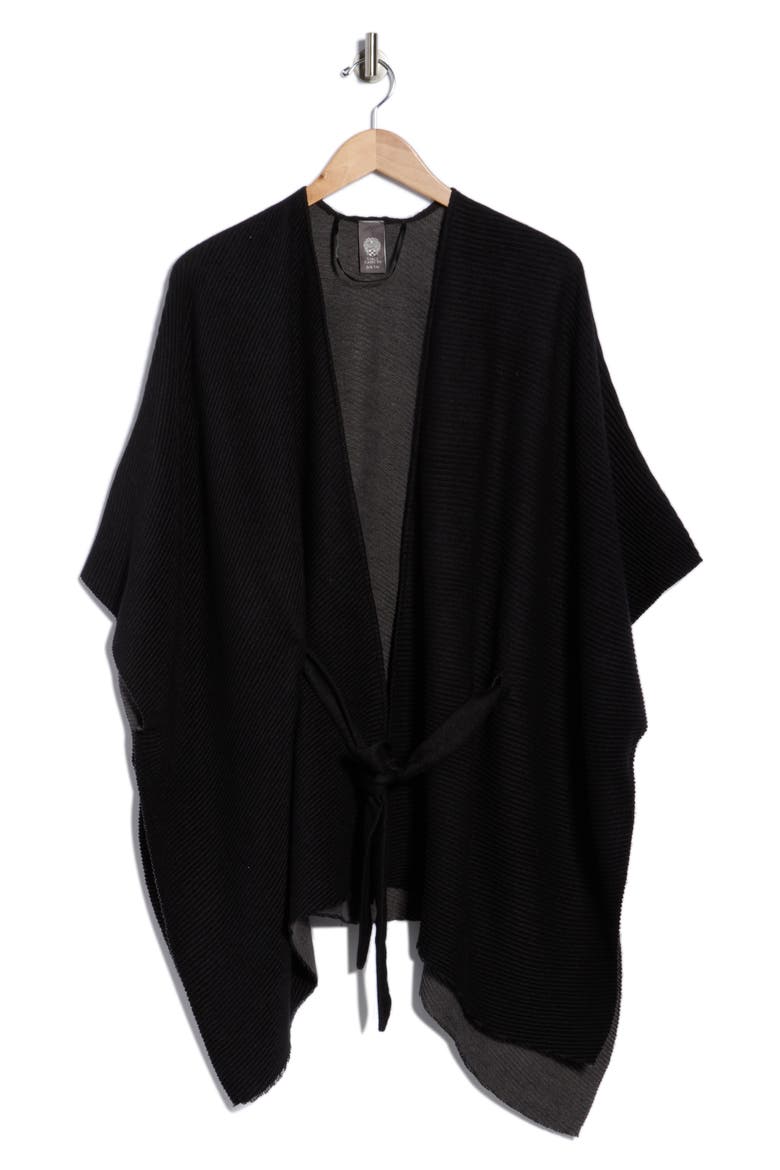 Reversible Pleated Belted Topper, Alternate, color, BLACK