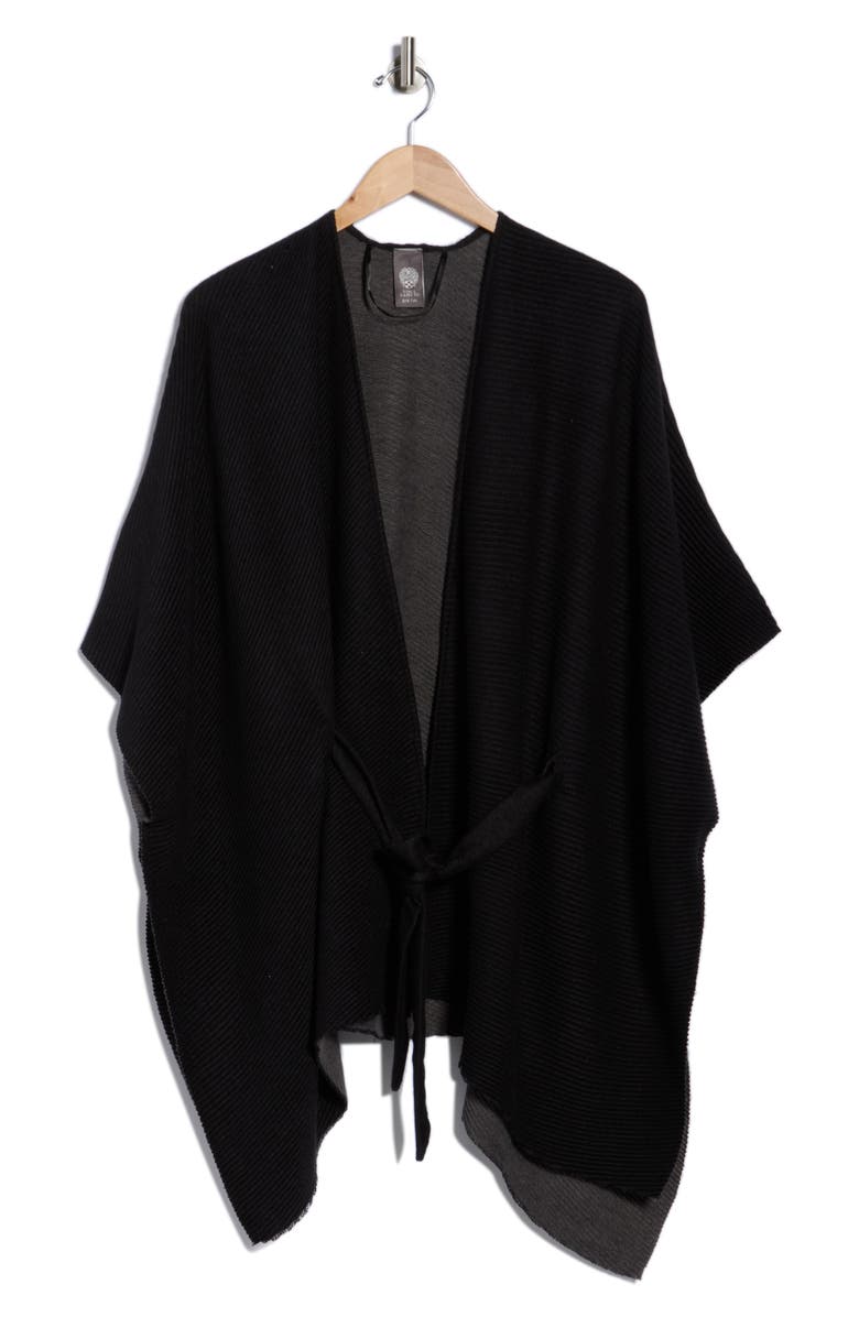 Vince Camuto Reversible Pleated Belted Topper, Alternate, color, Black