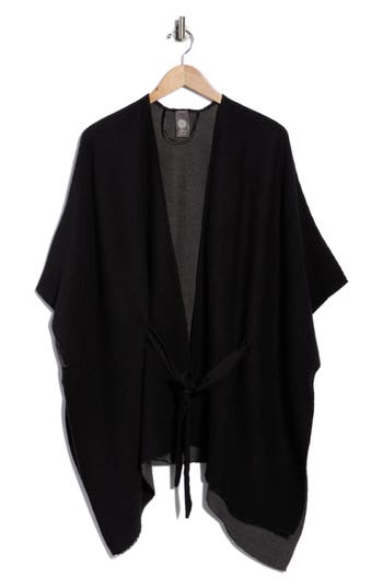 Vince Camuto Reversible Pleated Belted Topper In Black