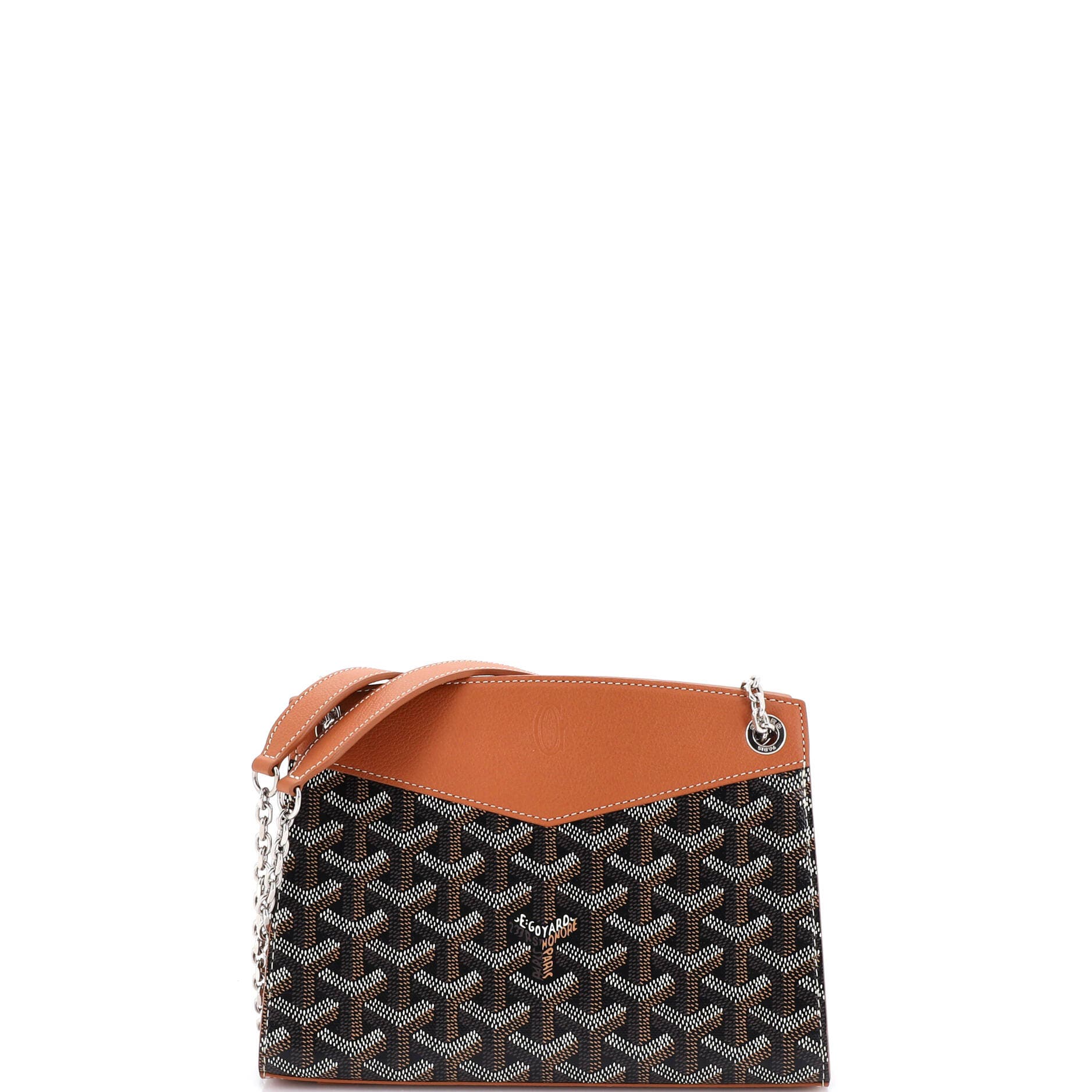 Pre-Owned Goyard Structured Rouette Chain Shoulder Bag Coated Canvas Mini, Main, color, Brown