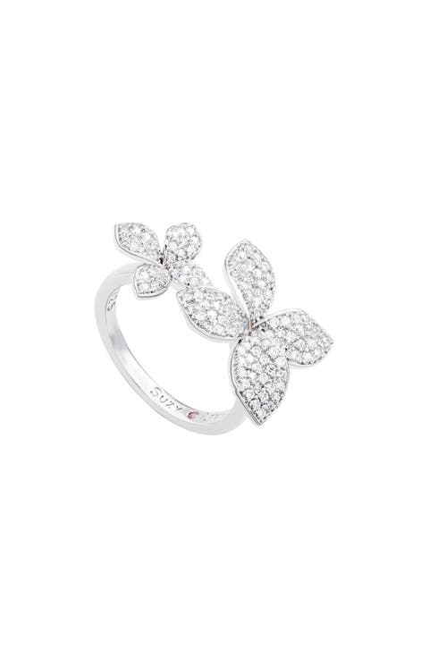 Sterling Silver CZ Double Flower Ring