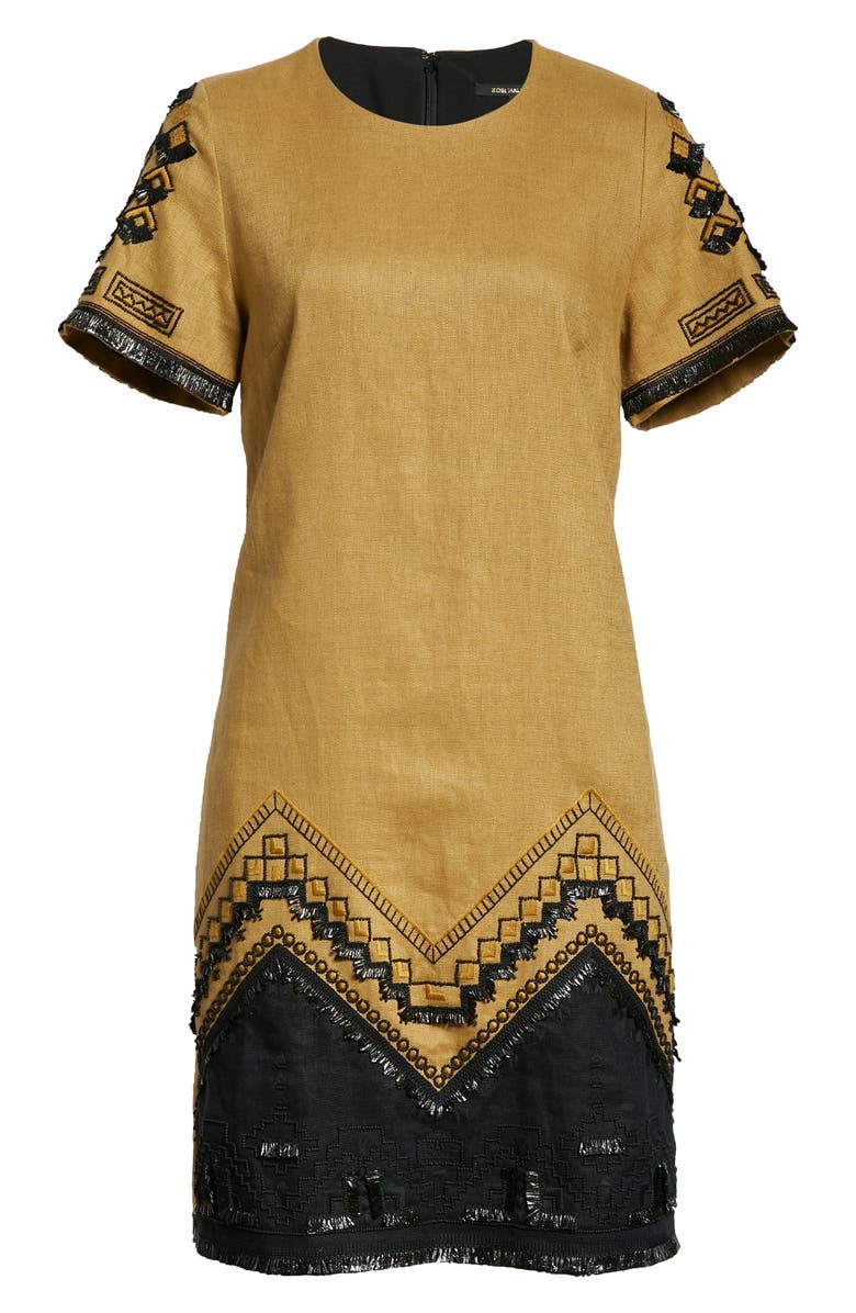 KOBI HALPERIN Gia Beaded Linen Dress, Alternate, color,