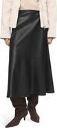 MANGO Paris Faux Leather A-Line Midi Skirt