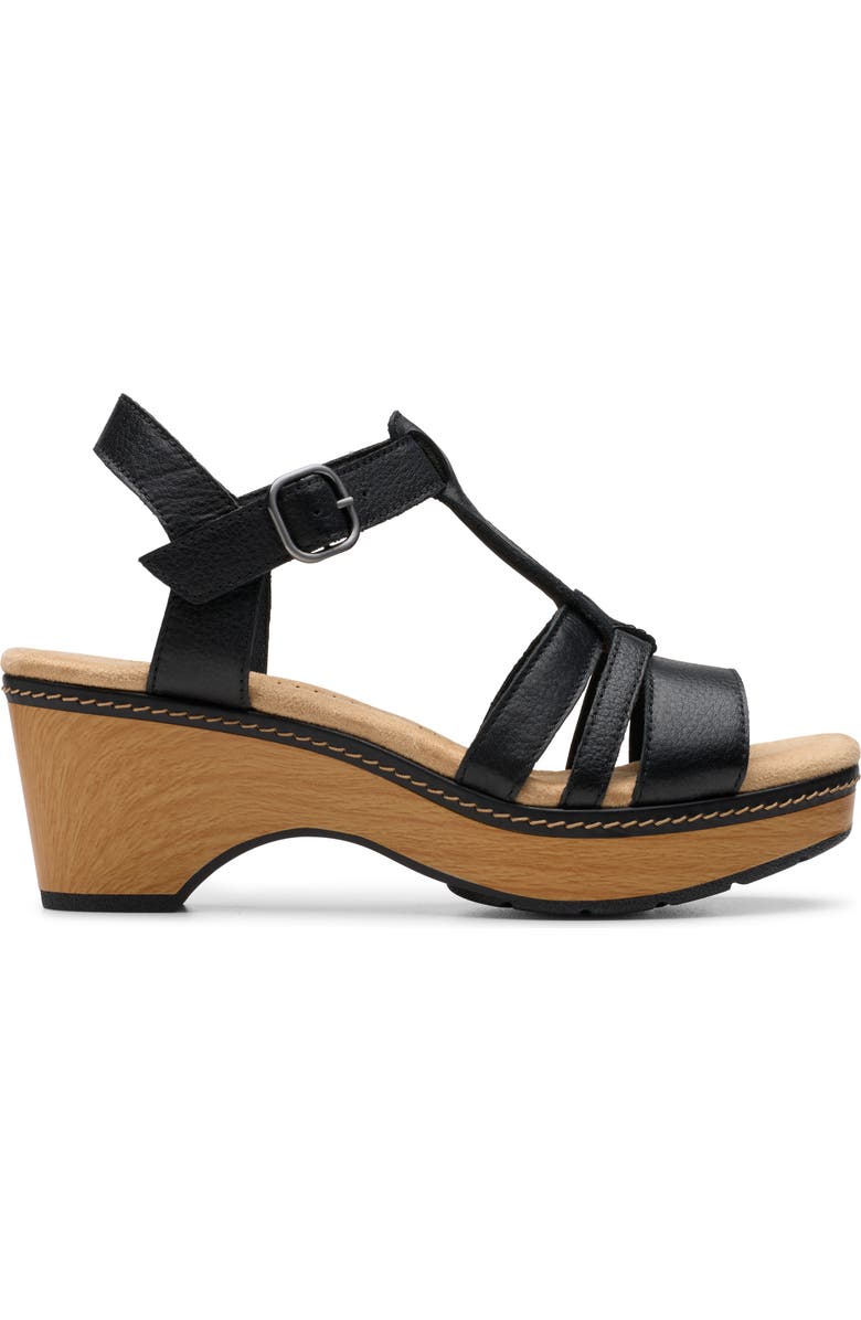 Clarks<sup>®</sup> Seannah Madi Wedge Sandal - Wide Width Available, Alternate, color, Black Leather