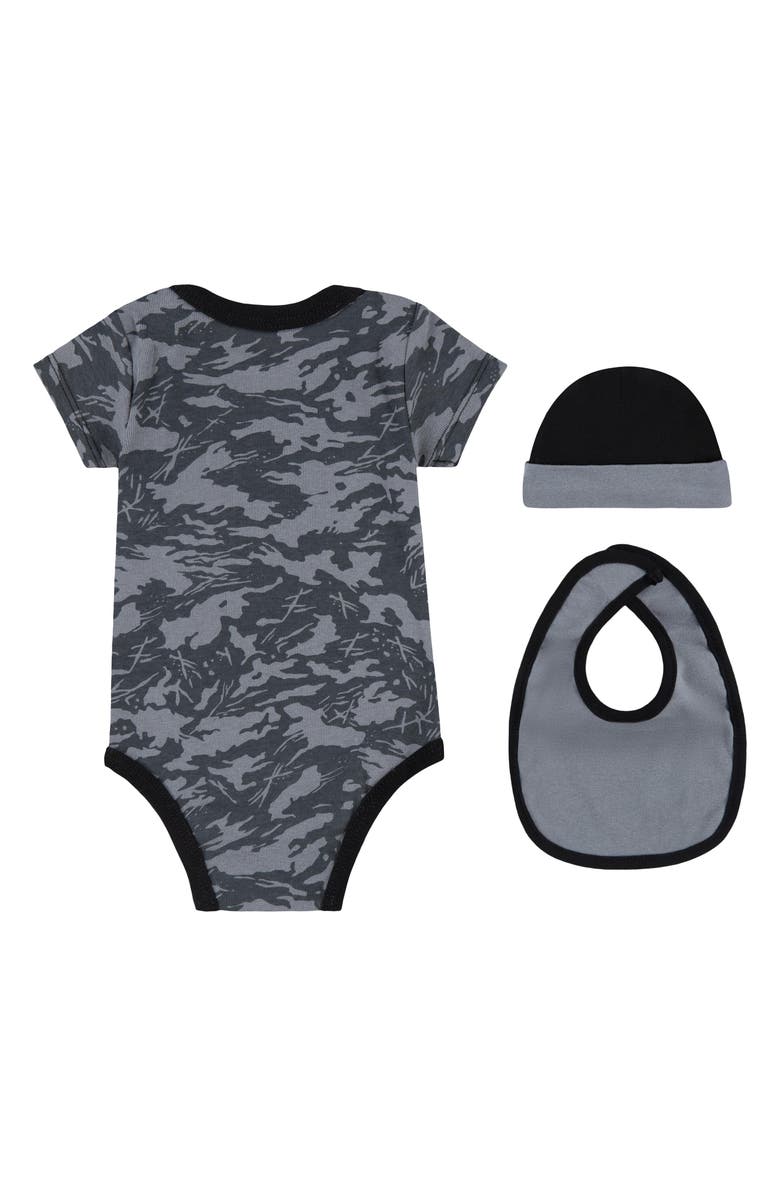 Nike Camo Bodysuit, Beanie & Bib Boxed Set, Alternate, color, Smoke Grey