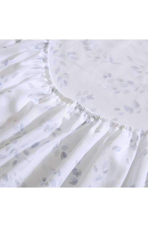 Calvin Klein Home Airy Botanical Cotton Sateen Queen Sheet Set In Open Light-pastel Blue