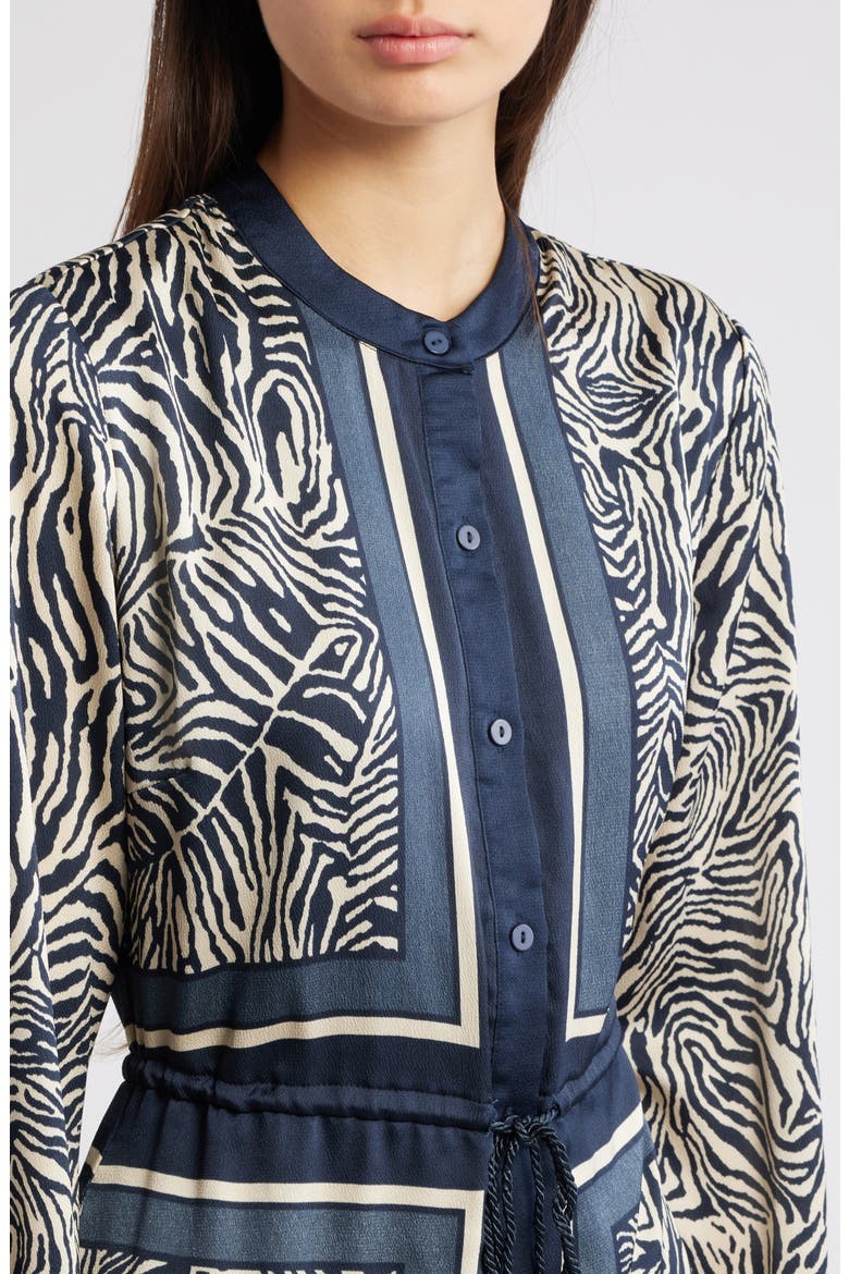 Coco Mixed Zebra Print Midi Shirtdress, Alternate, color, NAVY