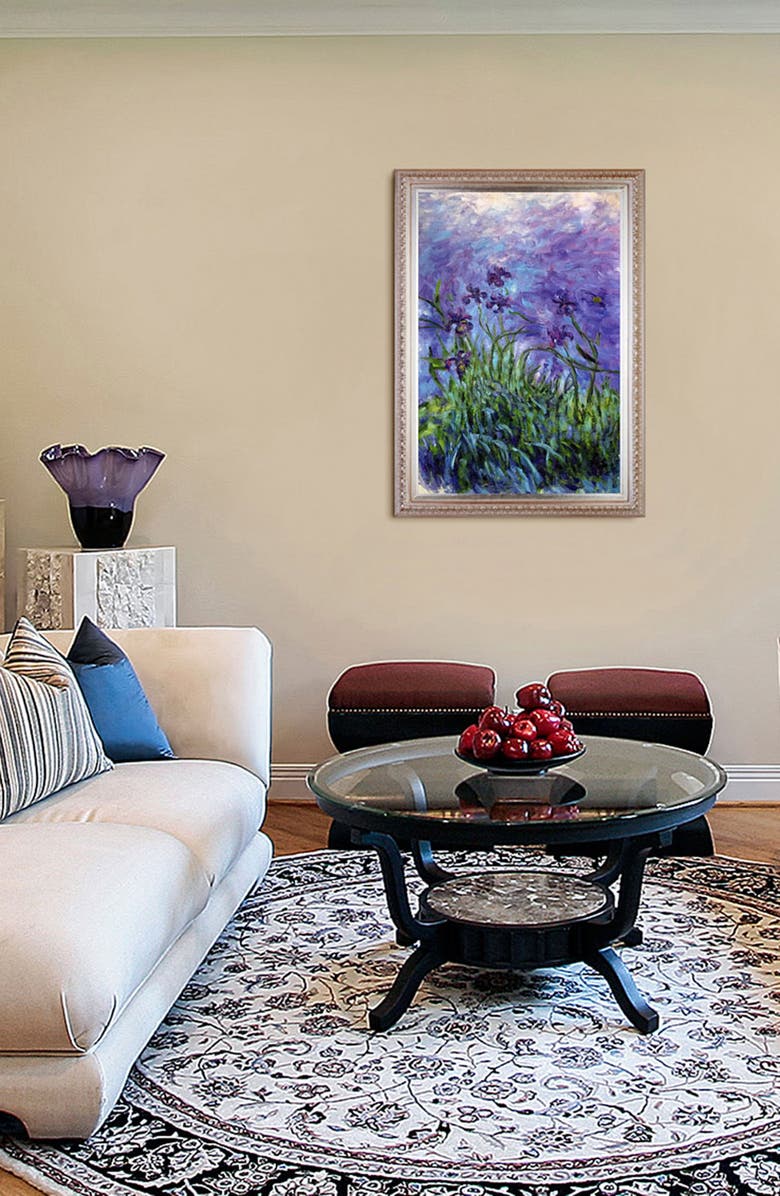 OVERSTOCK ART 'Lilac Irises' by Claude Monet Framed Oil Painting Reproduction, Alternate, color,