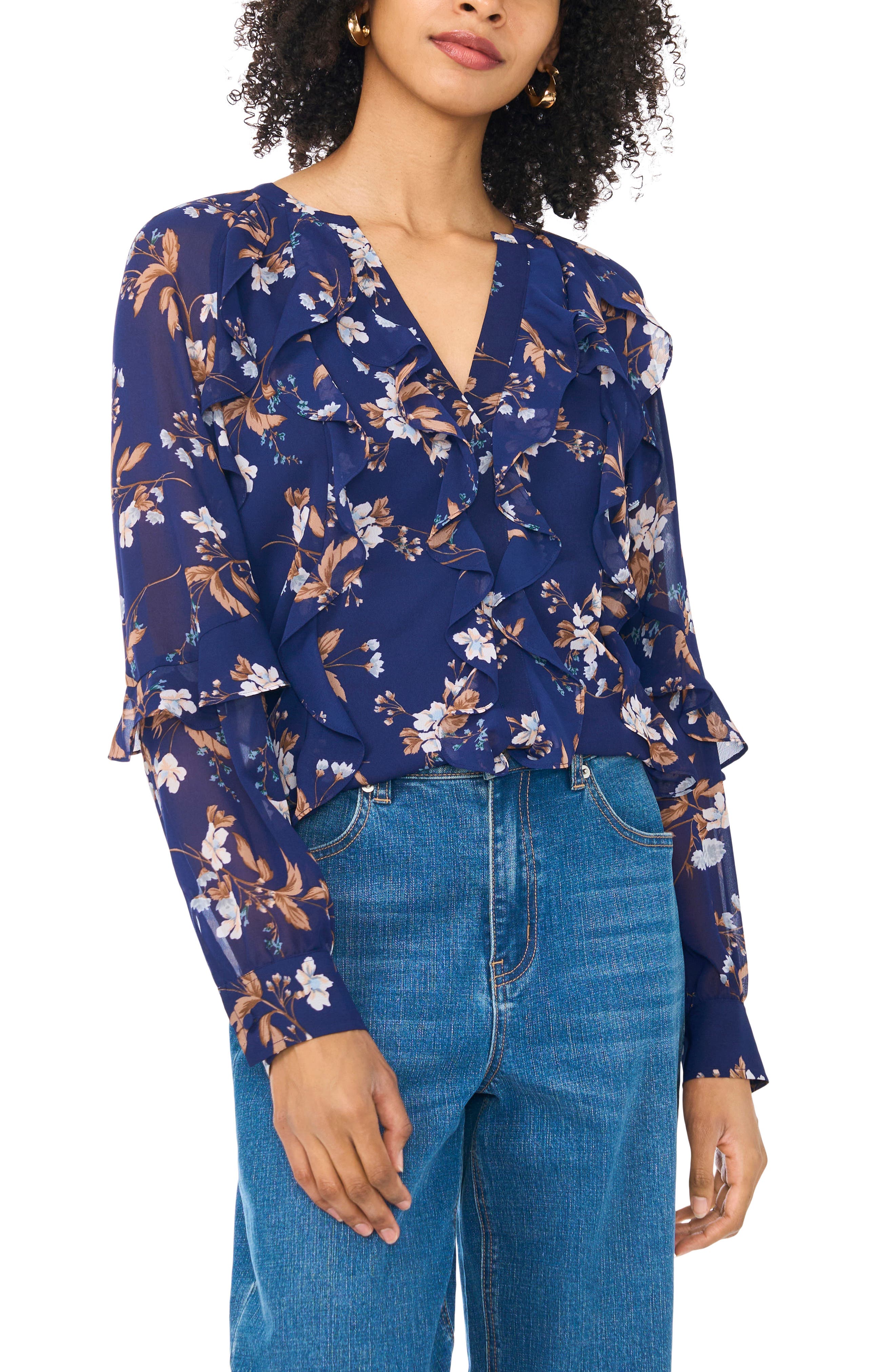 Floral Ruffle Long Sleeve Top