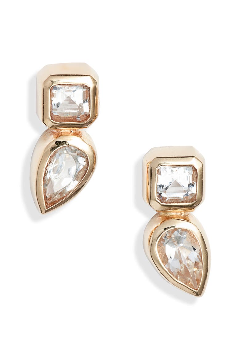 Cleo Jaeda Topaz Stud Earrings, Main, color, YELLOW GOLD