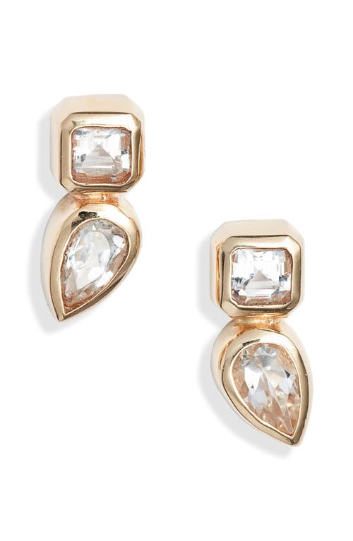 Anzie Cleo Jaeda Topaz Stud Earrings in Yellow Gold 