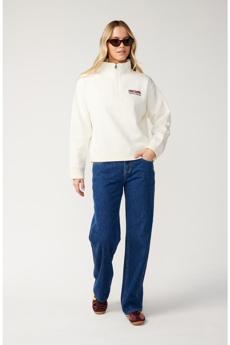 Surf Puff Logo Quarter Zip Sweatshirt, Alternate, color, BONE