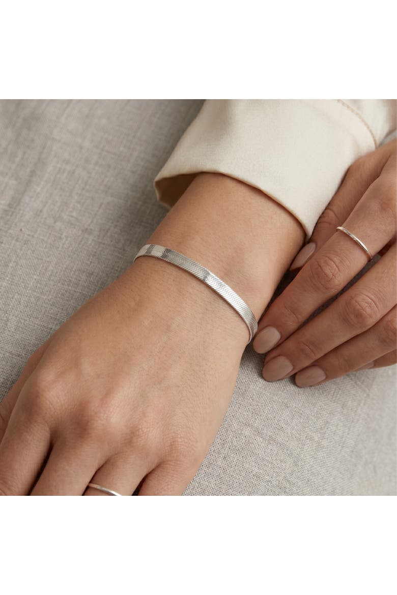 Italian Herringbone Sterling Chain Bracelet, Alternate, color, Silver
