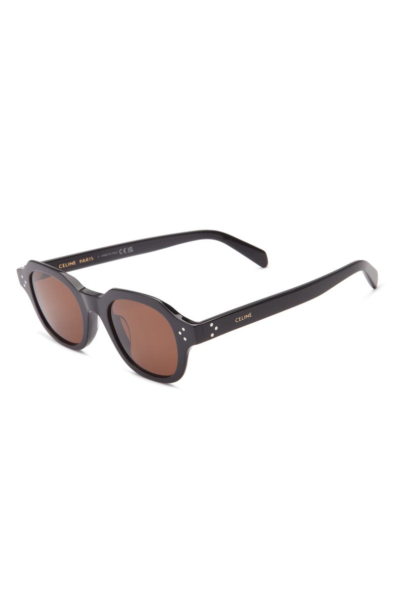 CELINE 3 Dots 48mm Round Sunglasses, Alternate, color, Shiny Black / Brown