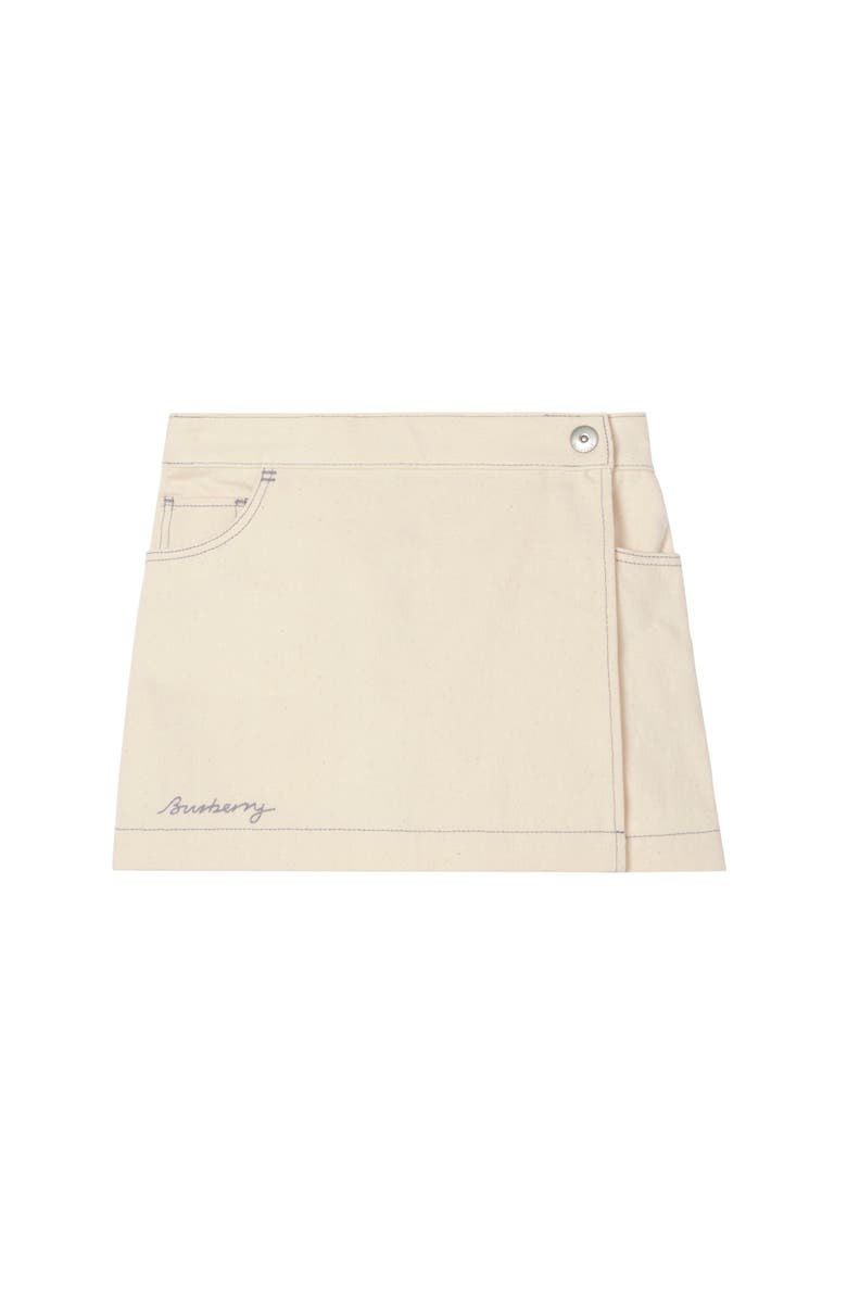 Burberry Denim Skort, Main, color, Ecru Beige