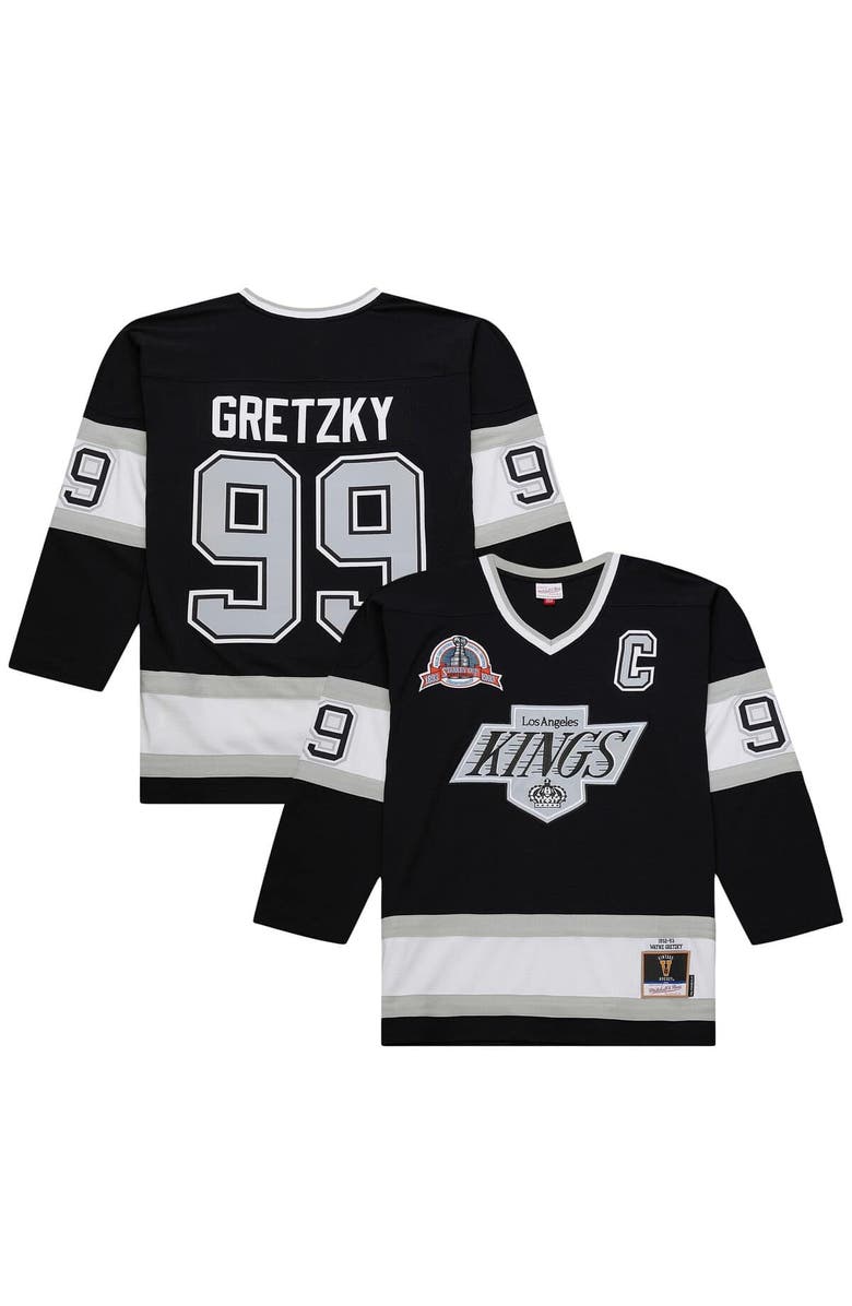 Mitchell & Ness Men's Mitchell & Ness Wayne Gretzky Black Los Angeles Kings Big & Tall 1992/93 Blue Line 2.0 Jersey, Alternate, color,