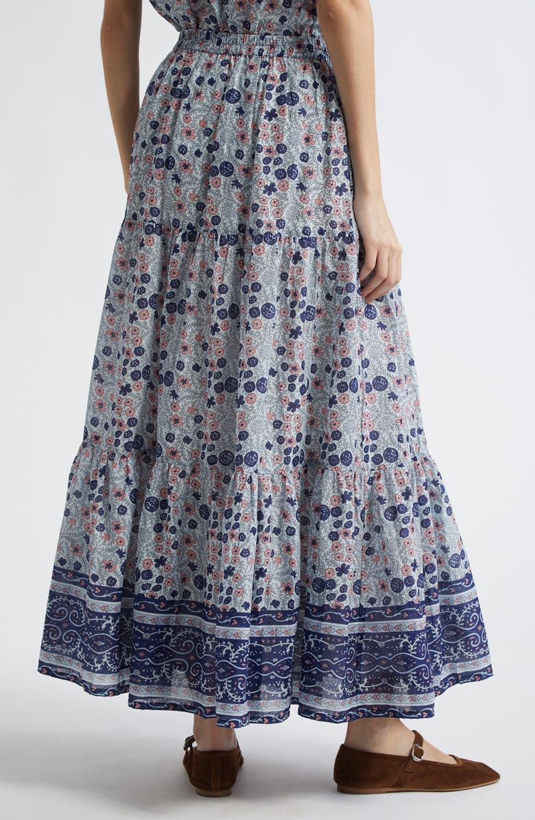 MILLE Paola Floral Print Tie Waist Maxi Skirt, Alternate, color, Navy Floral