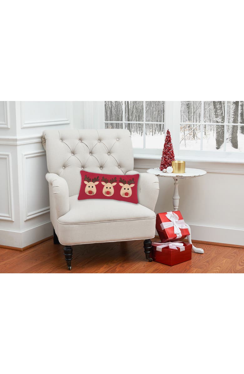 C&F Home Reindeer Games Applique Christmas Holiday Small/Petite Accent Pillow, 10" x 20", Alternate, color, Red