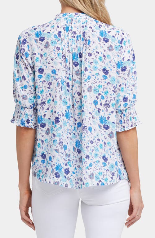 Nydj Floral Print Pleated Peasant Top In Jimena Garden