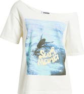 Daydreamer Surf Mania Off the Shoulder Graphic Tee