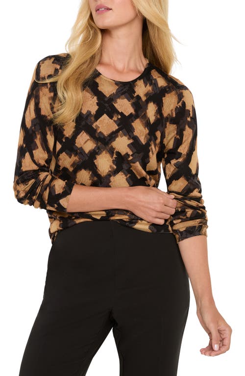 Nic + Zoe Nic+zoe Glowy Check Cotton Blend Sweater In Brown