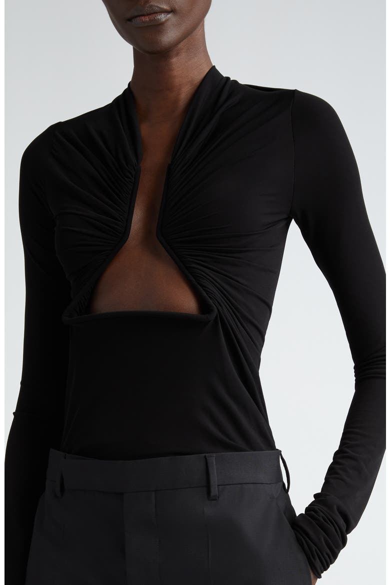 Prong Inset Stretch Jersey Top, Alternate, color, BLACK