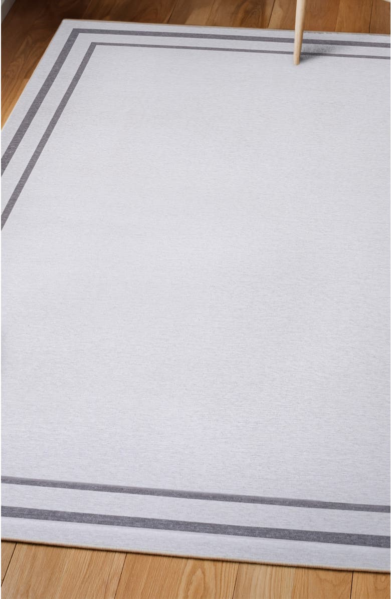 JONATHAN Y Sloane Classic 2-Stripe Border Washable Area Rug, Alternate, color, White/Gray
