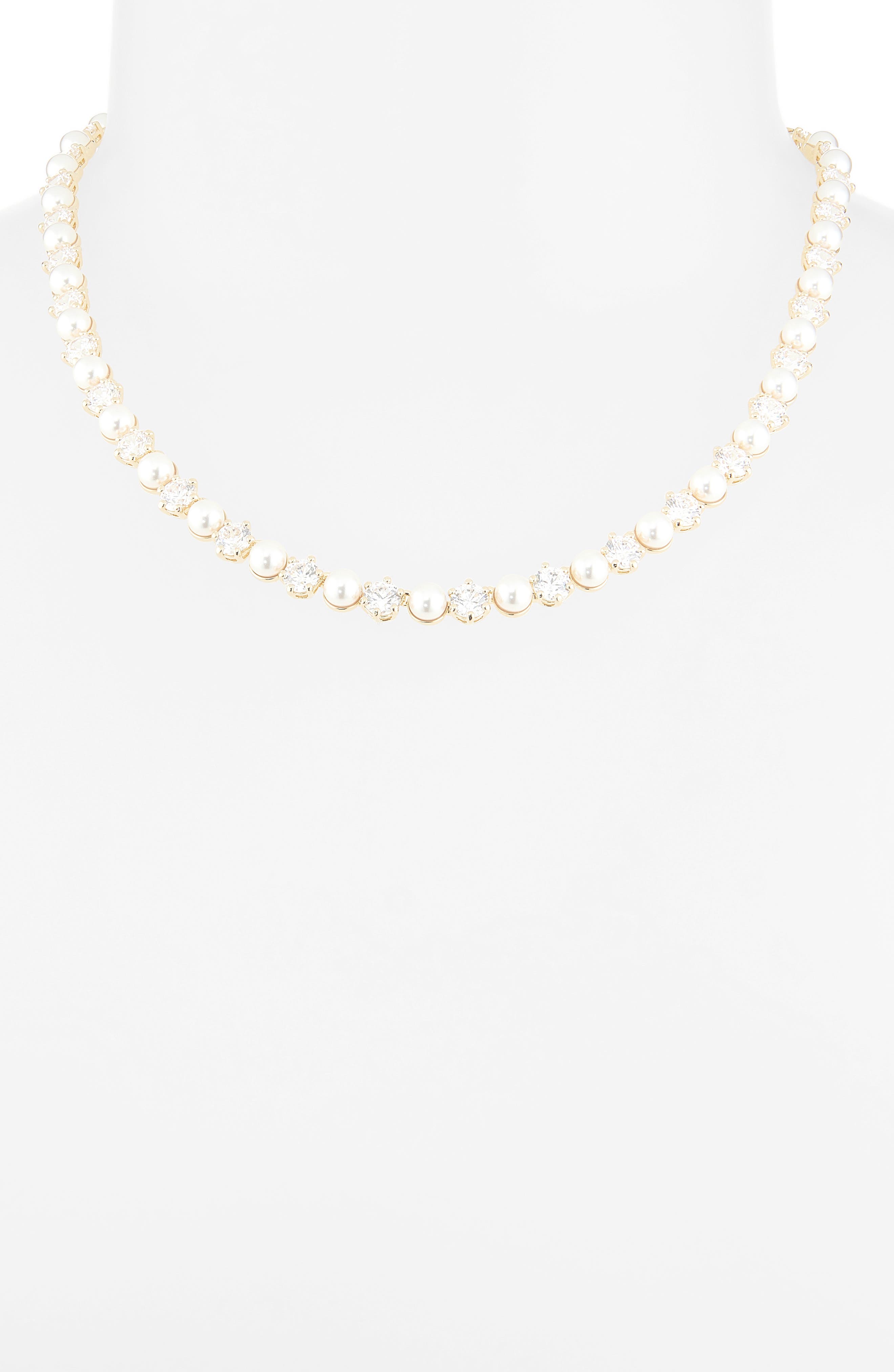Swarovski Matrix Crystal & Faux Pearl Tennis Necklace (Women) | Nordstrom