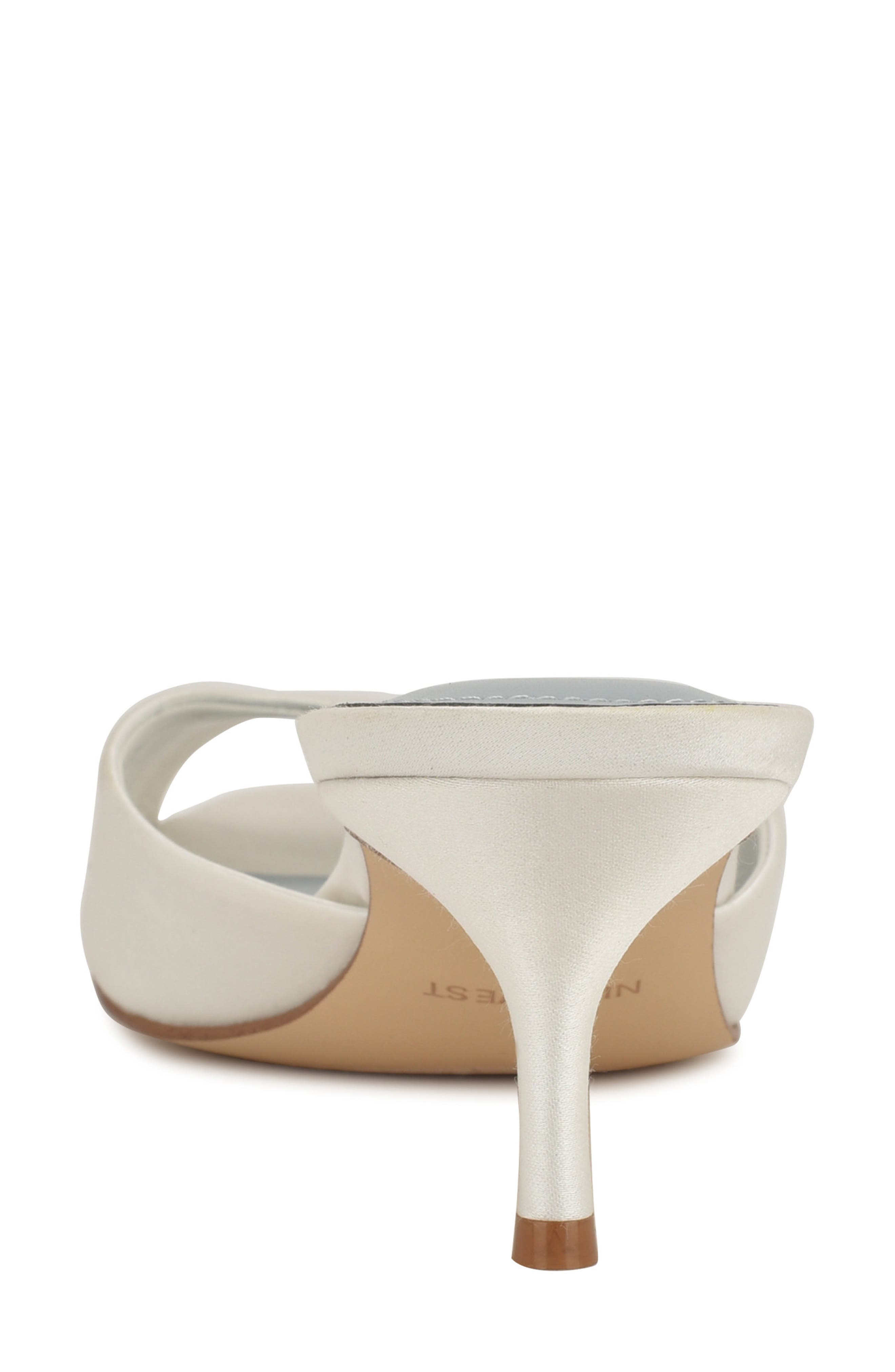 Nine West Luvlie Kitten Heel Slide Sandal, Alternate, color, White