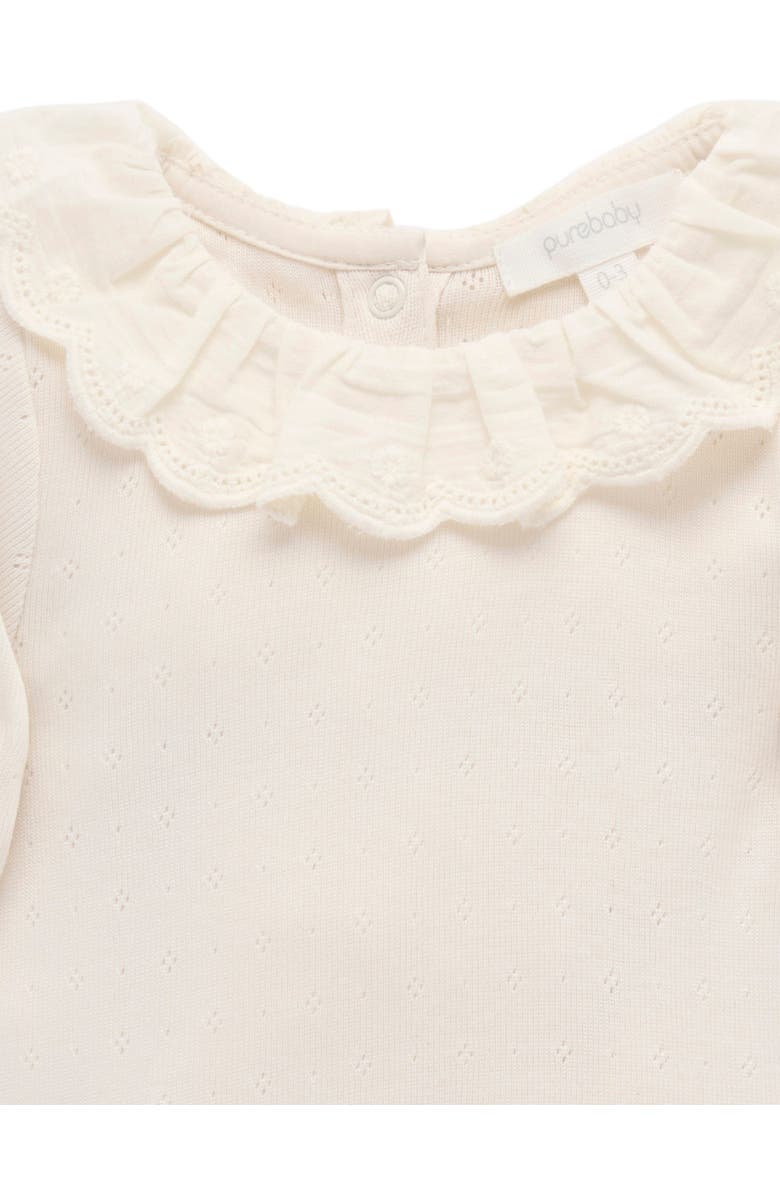 Purebaby Ruffle Pointelle Bodysuit, Alternate, color,